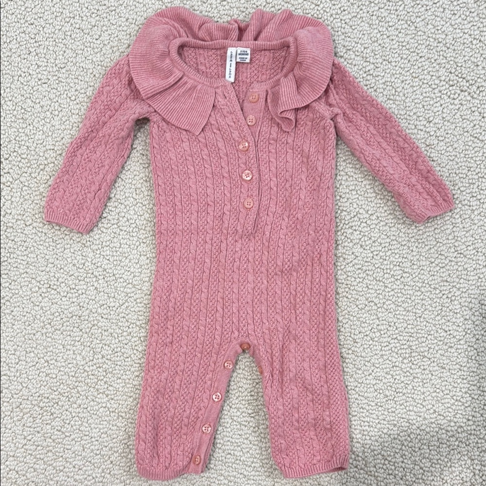Janie and Jack Pink Knit Ruffled One Piece